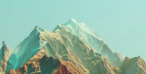 Observing the beauty of a 3D mountain range AI generated illustration