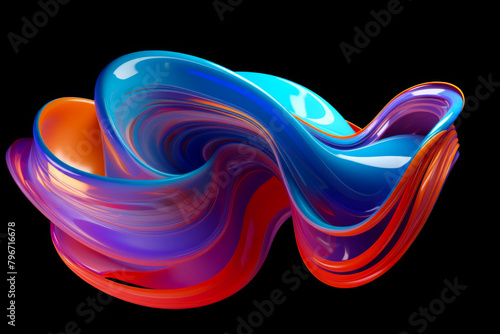 Abstract 3D distorted colourful fluid form of indefinite shape