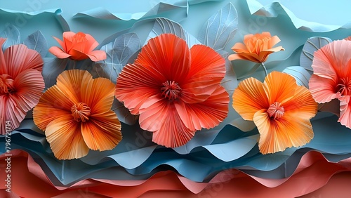 Craft vibrant art with crepe paper capturing the beauty of nature. Concept Crepe Paper Crafts, Nature-Inspired Art, Vibrant Colors, Floral Arrangements
