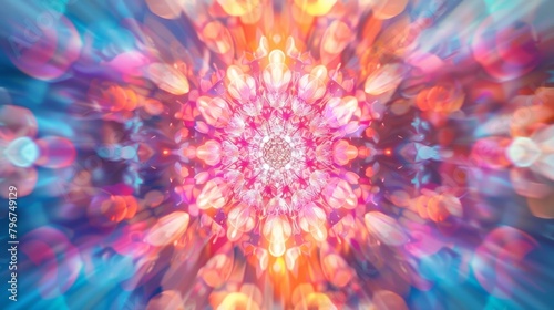 A blurred background of vibrant hues resembling a kaleidoscope creating a mesmerizing visual effect. .