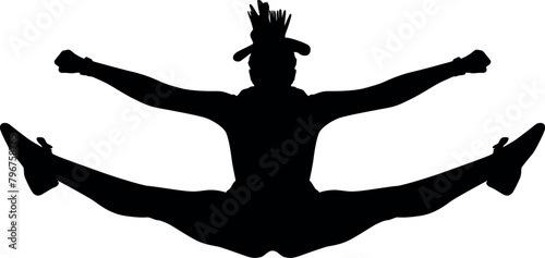 Cheerleader Jump SVG Cut File for Cricut and Silhouette, EPS Vector, PNG , JPEG , Zip Folder