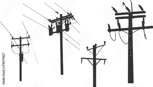 Electric pole silhouette, Utility pole silhouette, Electric pole svg, Power lines pole silhouette, Power pole silhouette