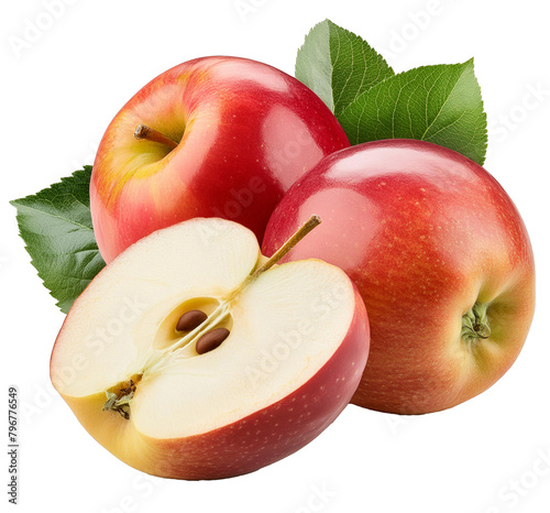 pommes mûres à la peau brillante, isolé sur fond transparent