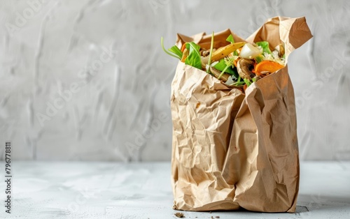 Paper Bag Full of Organic Waste for Composting