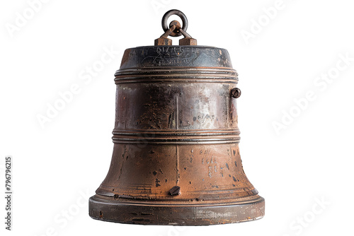 Antique Bronze Bell Isolated on White Background - Classic Maritime and Church Bell