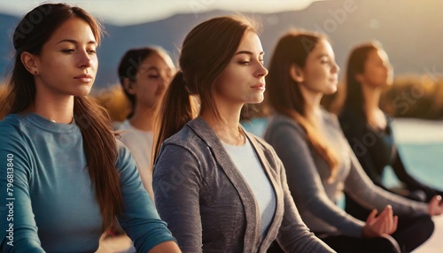 Group of woman doing meditation
