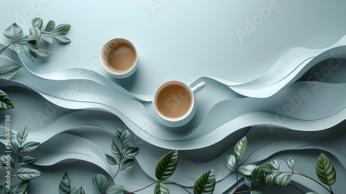 Hintergrund mit Wellen und Tasse, made by AI