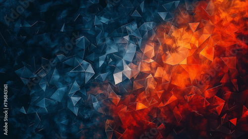 Abstract background with vibrant blue and orange geometric shapes