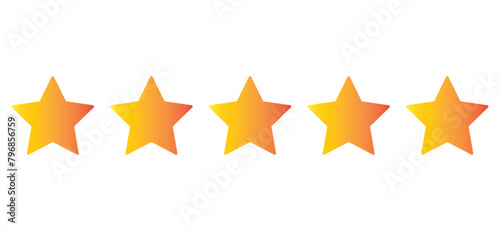 Five stars customer product rating review flat icon for apps and websites, vector. Five stars rating.