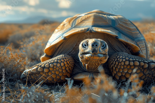 A Ploughshare tortoise sunning itself in Madagascar, its highly prized shell its biggest threat,