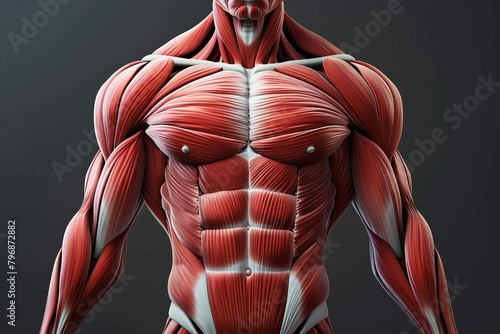 muscular male torso anatomy illustration human body diagram