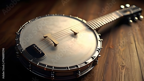 close up of a banjo