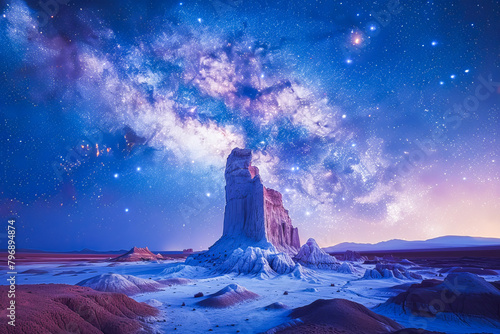 Atacama desert nightscape with rock formations