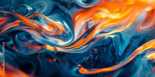 Vibrant Orange and Blue Abstract Liquid Swirl Background