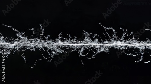  A monochrome image of long exposure light trails on water's surface against a backdrop of absolute black