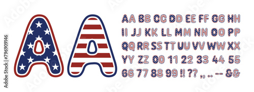 Stars and Stripes Alphabet USA Independence Day Letters and Numbers