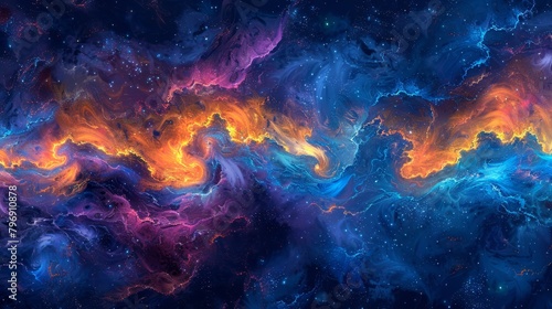  Blue, orange, and pink cloud formations with scattered stars above