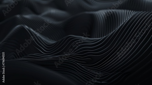 Sophisticated and high-quality 4K black minimalistic background, featuring delicate abstract textures and shapes that convey a dark, introspective mood