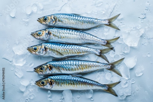 Fresh sardines on ice