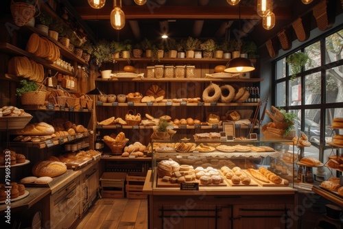 Bakery shop bread food architecture.