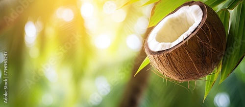 Coconut hanging tree sunlight fruit