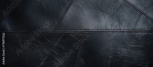 Close-up of black leather jacket with zipper