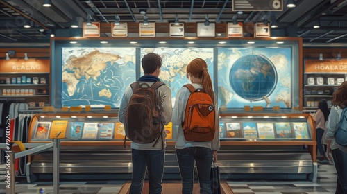 Couple Exploring Maps for Travel Adventure