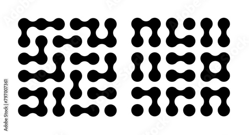 Circle fluid transition logo. Integration abstract symbol. Circles pattern point movement. Vector illustration