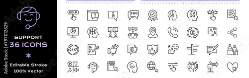 Support line icons - editable stroke