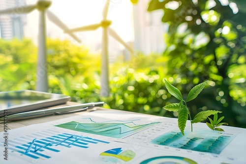 Corporate ESG report on sustainable practices in green energy sector. Concept Sustainable Practices, Green Energy, ESG Report, Corporate Sustainability, Energy Sector