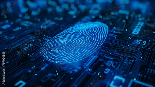 Biometrischer Fingerabdruck auf einem elektronischen Schaltkreis