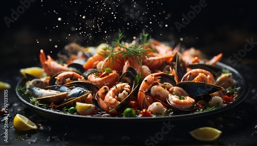 delicious seafood served in a plate