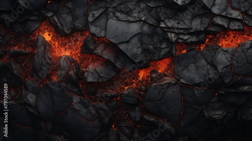 Dramatic abstract composition of cracked earth with glowing molten lava