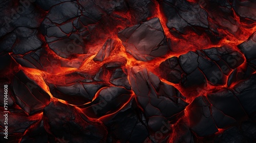 Dramatic abstract composition of cracked earth with glowing molten lava