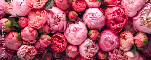 Beautiful bloom of pink peonies background