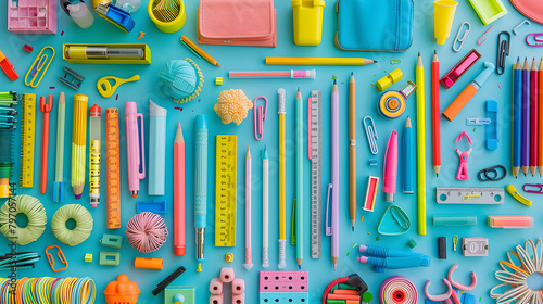 A colorful array of school supplies 