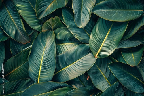 High-End Dark Green Leaves Seamless Texture. Beautiful simple AI generated image in 4K, unique.