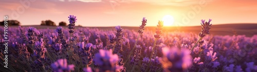 Sunset over a Lavender Field