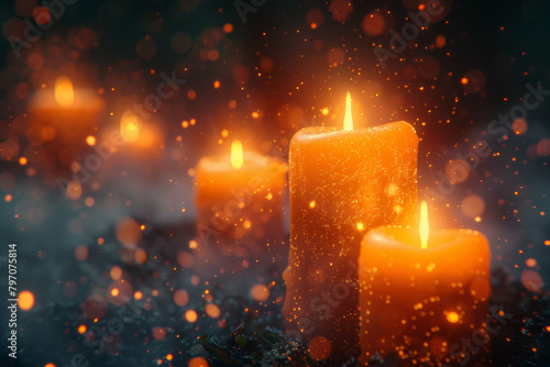 Flickering candles of hope illuminating the darkness, guiding lost souls toward the promise of healing. Concept of resilience and the journey to recovery. Generative Ai.