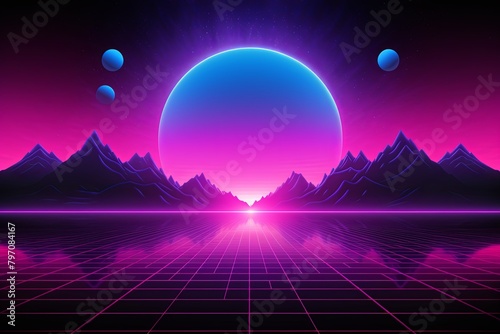 80s Synthwave Gradients: Retro Synth-Pop Concert Backdrop Bliss