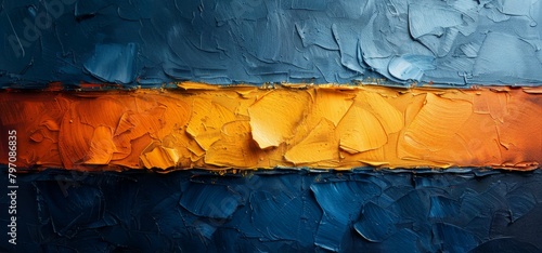 Abstract oil painting art design in orange, gold, blue, etc.
