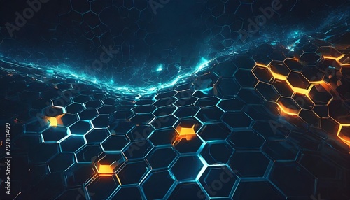 abstract technology concept background with hexagonal structure high tech honeycombs wave