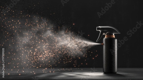 HighDefinition D Rendering of a Setting Spray Bottle with Dewy Droplets