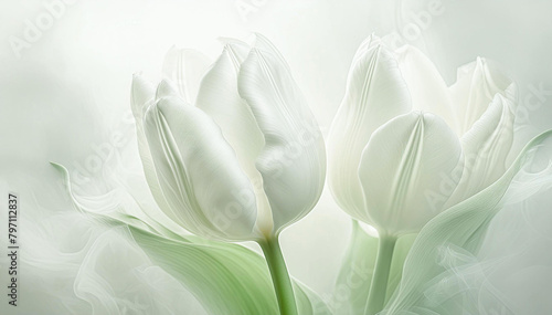 Fiori macro, tulipani bianchi, astrazione