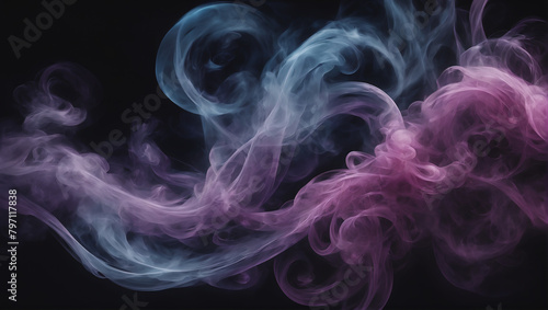 Images capturing the graceful movement of smoke in mesmerizing shapes and swirls, with ethereal tendrils weaving through the air in shades like mystic purple, smoky gray, celestial blue ULTRA HD 8K