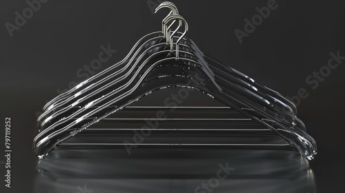 Minimalist D Rendering of Metal and Plastic Clothes Hangers