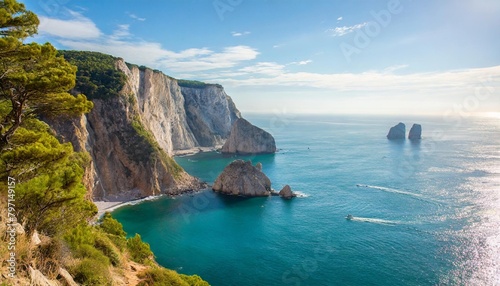 beautiful views of the steep rock cliffs on the sea