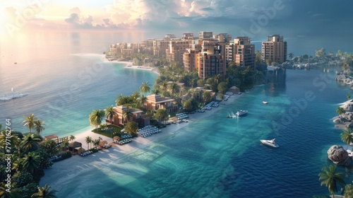 Future Coastal Development A D Rendering of Modern Oceanfront Construction