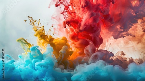 Craft a vivid visual experience with a prompt featuring a colorful wild color splash isolated on a white background
