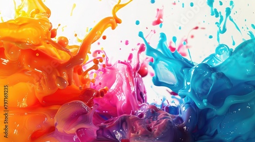 Craft a vivid visual experience with a prompt featuring a colorful wild color splash isolated on a white background